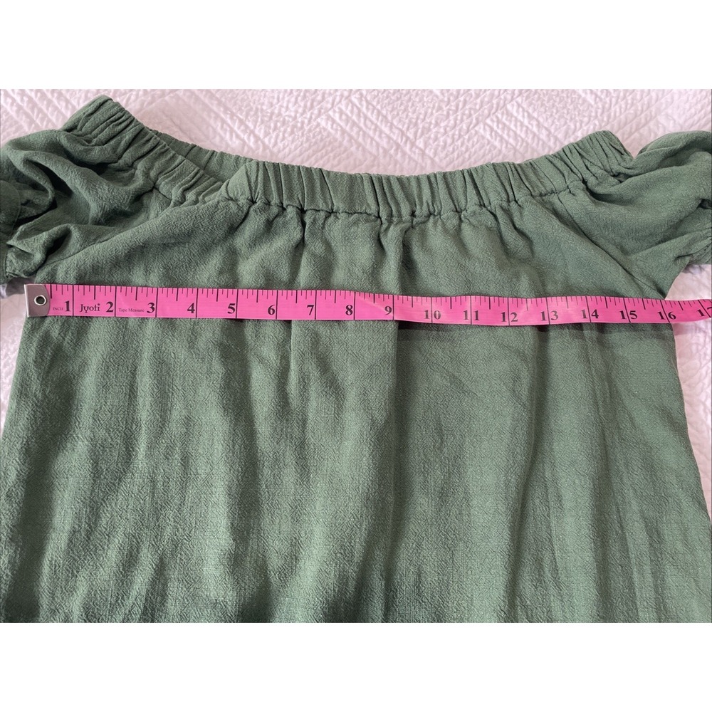 Lulus Women's Top XS Green Off The Shoulder Tie Sleeve Lined Cottagecore - Picture 4 of 7